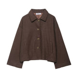 Women's ZA Autumn And Winter Street Fashion Short Shirt Collar Collar Hair