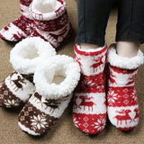 Socks Shoes Woman Home Slippers Christmas Elk Indoor Shoes Warm Contton Slipper Plush Insole Anti-Skid Sole Botas