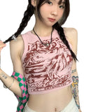 Zingj I-Word Small Vest Sling Female Summer Sweet And Spicy Outside Wearing Pink Hot Girl Sleeveless Short Sports