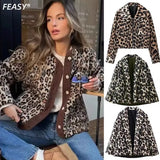 Women's ZA New Printing Fashion Loose Lamb Wool Leopard