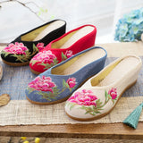 Zingj High Heel Hot Diamond Women's Cloth Shoes Summer Linen Embroidery Ethnic Wind Outside Wear Cool