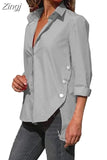 Lady Irregularly Split Shirt Casual 5XL Loose Blouse Women Shirts Spring Long Sleeve Button Tops Chic Clothes