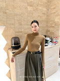 Xixi 2025 Autumn New White Standard Long Sleeve High-Neck Knitted Top Sweater Women