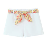 Women's Explosive Print Thin Scarf Ornament Hanging Neck Top High Waist Shorts