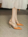 French Fine-Heeled High-Heeled High-Heeled Rivet Thorned Roman Sandals In The Summer Of