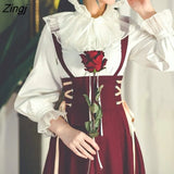 Vintage Victorian Skirt Women Elegant Lace-up Designer Long Strap Skirt Korean Fashion Court Retro Casual Party