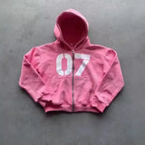 Trend Street Loose Sweatwear Suit Men And Women's Hip-Hop Sports Zipper Hoodie Trousers