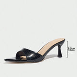 Women's High-Heeled Sandals Stone Pointed Kitten And Muller Spring And Summer Night Party Black Women's Shoes High