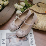 Zingj Satin Bow Mary Jane Shoes Spring Ballet With Retro Lolita Thick Heel Cheongsam With Skirt Single