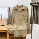 Loose Feeling Loose Lanky Long-Sleeved Shirt Women's Spring And Autumn Design Sense Of Small Casual Chic Outside Folding