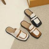 And Autumn New Bag Head Half Slippers Female British Style French Way Lazy Outside Wearing A Foot Pedal Muller Shoes Large-Size