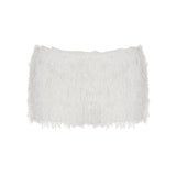 Girls White Plush Low-Waist Shorts 2025 Autumn And Winter New Fashion Casual Tight Warm Pants Women's
