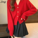 Women Korean Style Pure Tender Hot Sale V-neck Ins Hipster Autumn Basic Femme All-match Cozy Knitwear Student