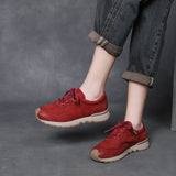 Layer Cowhick Retro Thick-Soled Casual Shoes Women 2025 Spring Festival New Port Style Forrest Shoes Flat Women's