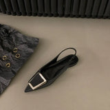 Flat-Bottomed Black-Headed Sandals Fairy Shoes 2025 New Spring And Summer Pointed Drill Temperament Single