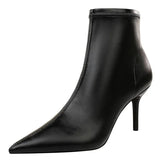 Shoes Leather Boots Women High-Heeled Boots Keep Warm Winter Boots Pointed Toe Stiletto High Heels Women Ankle
