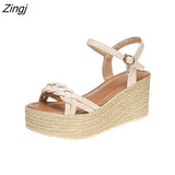 Women Summer Sandals Buckle Fashion Shoes Sandals New Fashion Sandal 7.5cm Heel Outside Sandals Black Basic