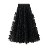 Sense High-End Mesh Yarn Heavy Industry Super Large Swing Dress Thin Croake Gorgeous Cake Skirt