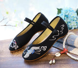 Zingj Heel Shoes Shallow Mouth Embroidered Cloth Shoes One Word Buckle Xianhe National Wind Retro Hanfu Shoes Women's