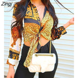 Women's Blouse Spring Casual Sexy Look Chic Leopard Print Knot Front Long Sleeve