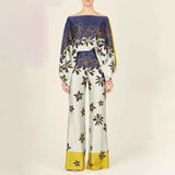 New Women's Loose Bat Sleeve Top Women's Broad Leg Trousers Fashion Suit Women Two