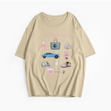 Hand-Painted Printed T-Shirts For Women's Summer New Loose Round-Neck Cotton Short-Sleeved Tops