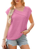 Women's Summer Slanted Fashion Leisure Short Sleeve Fashion Shirt