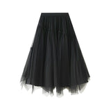 Yarn Dress Girl Spring New Nail Bead Irregular High Waist Front And Reverse Two Sides Wear Medium Long Yarn Skirt