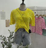 Sequin Short Sleeve T-Shirt 2025 Spring And Summer Korean Version Of Loose Night Club Bling Top