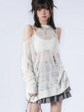 Distressed Cut-Out Fine Knitted