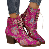 Women's Boots Winter New Ethnic Wind Sharp Rupeal Teling With Embroidered Martin