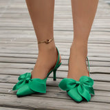 Zingj Heel Sandals Women 2024 Summer Pointed Fashion Bow Baotou Back Empty Thin Heel Fashion Women's