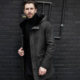 Long Jacket Fur One-Piece Velvet Jacket Multi-Grain Hooded Men's