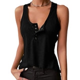 Hot Sale Solid Color Sexy Inside And Outside Wearing Threaded Vest Press Buckle Bottom Top T-Shirt Women's