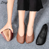 Autumn Women Slip on Shoes Black Loafers Comfort Flats Grandmother Shoes Brown Sneaker Plus Size 43 Zapatos