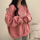 Solid Color Embroidered Logo Pullover SweatshirtOutfit
