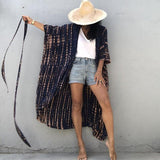 Beach Cover Ups for Swimwear Women Blouse Black Tie Dye Swimsuit Cape Casual Loose 2023Beachwear Outfits