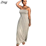 Women Casual Strapless High Waist Loose Hem Maxi Dress for Streetwear Beach Sexy Summer Floor Length Long
