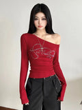 Sales Of 100,000] Trendy Letter Scald Collars With Long-Sleeved T-Shirt Girls Folded Thai Hottie
