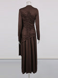 Temperament Dress Autumn 2025 New Solid Color Trim High-End Design Metal Decorative Dress