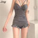 Bikini Sets Women Backless Sexy Slim Ruffles Summer Beach Style Classic Ulzzang Ladies Vacation Casual Retro