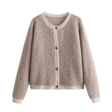 Autumn And Winter New Women's Pure Color Small Fragrant Knitted Shirt Short Hair Coat