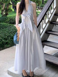 Spring And Summer New Temperament Thin Design Small Fish Bone Bundle Hanging Neck V-Neck Dress Fish Bone