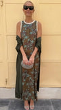 Summer New Temperament Elegant Printed Dress Collar Vest Two-Piece Set