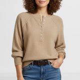 Women's Autumn And Winter Casual Round-Neck Sweater Henry Shirt Button Knitted