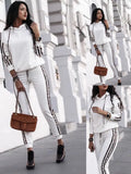 Spring Women's Clothing Hot Fashion Casual Pure Stripe Two Sets Of Sportswear Women's