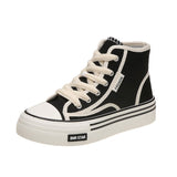 Version Of High-Top Canvas Shoes Women In The Autumn Of 2025 New Fashion Students Thick Soles To Increase The Height Of Small White Shoes With Casual