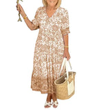 Summer Temperament Commuting Long-Term Broken Flower Tie-Dye Printing Large Code Loose Dress