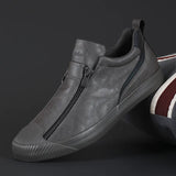 Autumn New Men's Shoes Trendy Shoes Men's Double Zip Casual Shoes Men's Board Shoes Trend Warm Leather