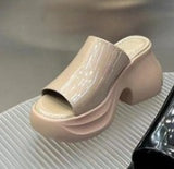And Fish Mouth Slippers Women 2025 Summer New Patent Pine Cake Small Man Wearing A Word Cold Slippers